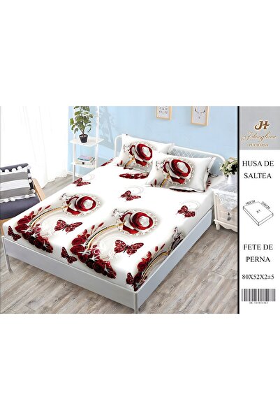 naniland.ro Husă de Pat Bumbac Satinat 2 Persoane 3 Piese cu Elastic 160x200 ...