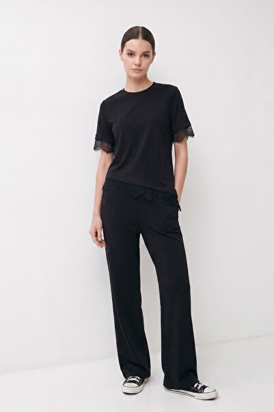 Rays Black Skirt Lace T-Shirt Set 7114
