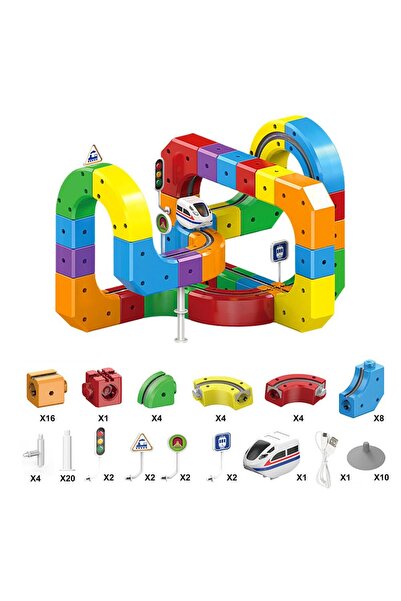 Choice1 81pcs 51/81/123PCS Magical Track Train USB Rechargeable 3D Building T...