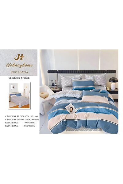 naniland.ro Lenjerie de Pat Bumbac Satinat 2 Persoane 6 Piese fără Elastic 20...