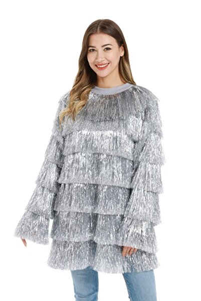 OEM Pulover de Crăciun amuzant unisex cu pom de iarnă argintiu 2XL/3XL