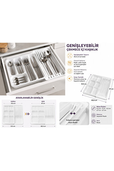 GenelTedarik Expandable Drawer Cutlery Organizer Spoon Fork Knife Organizer 3...