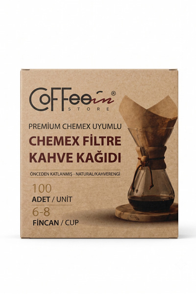 Coffeein Natural Chemex Filtre Kağıdı 5-13 Cup Uyumlu 100 Adet Kahve Demleme ...