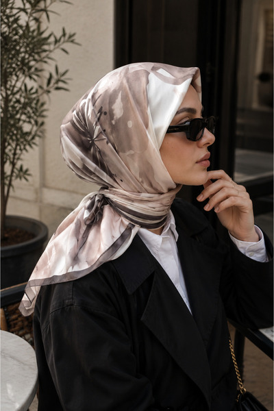EBRUTESETTÜR Soft Floral Pattern Scarf Series Coffee