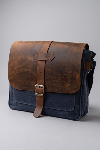 DARK COTTON 7503 Genuine Leather Dark Blue Tan Cover Waterproof Waxed Canvas ...