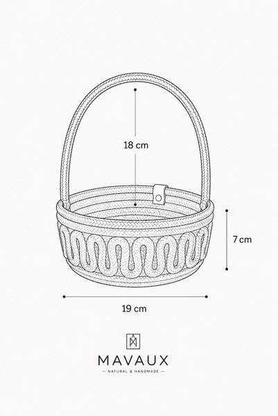 MaVaux Candya Desenli El Yapımı Halat Çok Amaçlı Misafir Şekerliği, Hediyelik Sepeti, Nikah Sepeti Sepeti Dekoratif Organizer Meyvelik Sunum Sepeti 19x7 cm