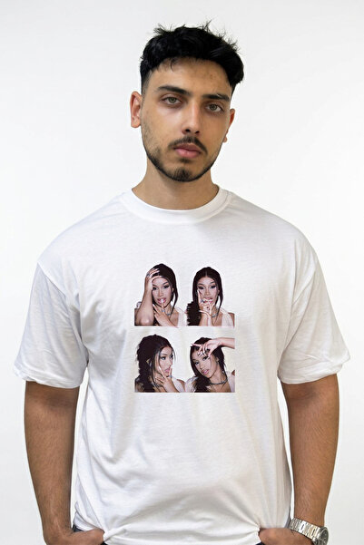 Anetos Cardi B_44 Design Printed Oversize White T-Shirt