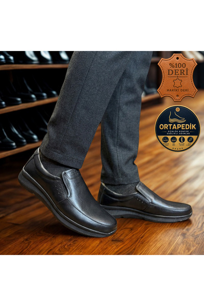 SPOKEN Ayakkabı & Kemer Genuine Leather Flexible Poly Casual Black Shoes