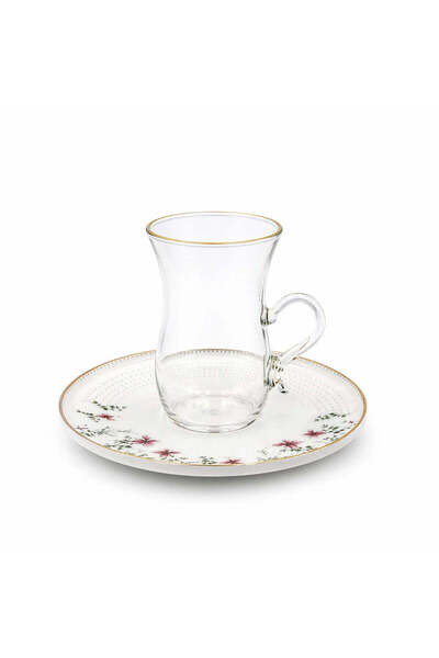 ABL GP-154 Glass Tea Cup & Saucer Set – 12 Pieces – Clear Glass with Gold Rim...