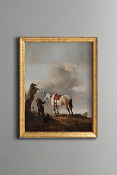 epiqart A White Horse - Vintage Patterned Painting - Fine Model