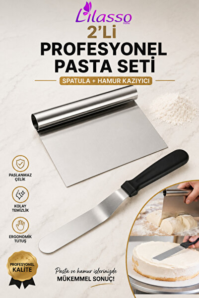 Lilasso Home Pastry Spreading Spatula and Steel Spatula Dough Scraper
