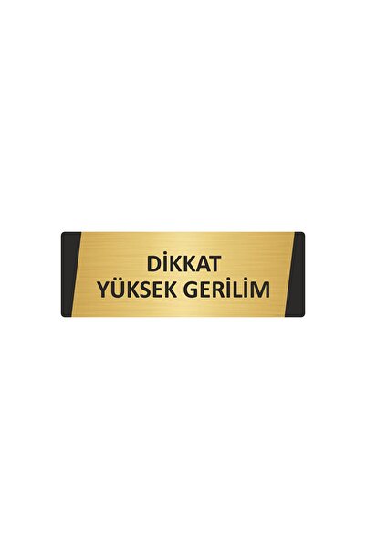 Özarslan Dizayn لافتة تحذير معدنية للجهد العالي مقاس 7×20 سم لون ذهبي