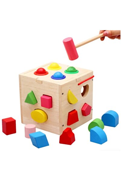 CasaDesteapta.ro Montessori Wooden Sorter, with Hammer and Geometric Shapes, ...