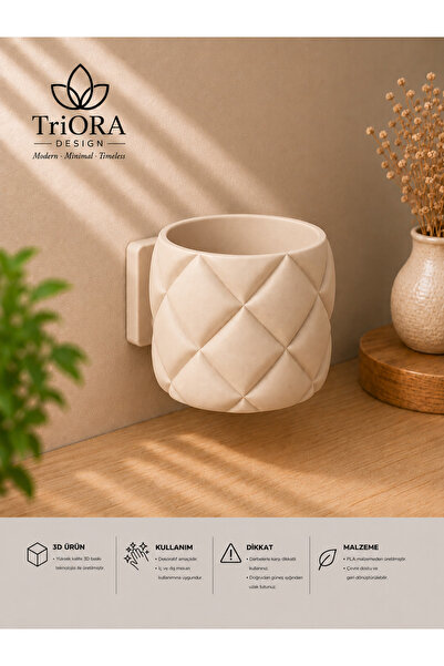 triora Pofuduk Duvara Asılabilir Mini Kaktüs Saksısı | 3D Baskı Dekoratif Duv...