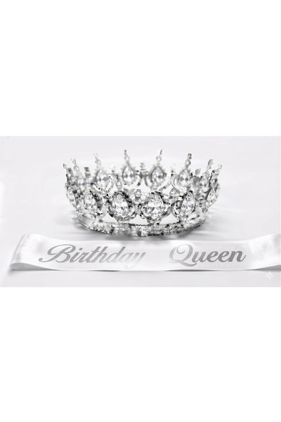 GOLDCENTER BİRTHDAY QUEEN ÖZEL TAŞLI TAÇ VE KUŞAK