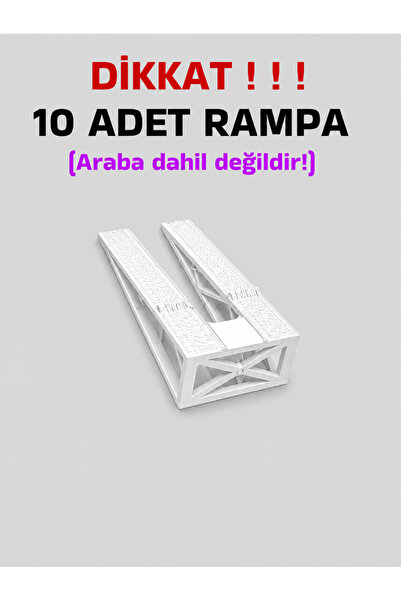 Tech Trade 1:64 Ölçek Araba Rampası - Beyaz - Lastik İzli - 10 Adet