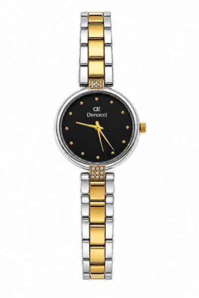 laria jewelry Gold Color Detailed Black Dial Women's Wristwatch