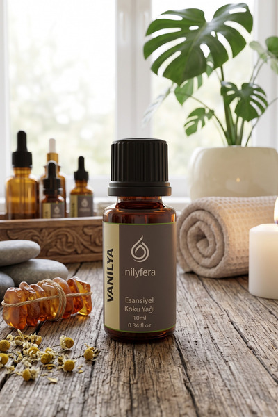 nilyfera Premium Vanilya Esansiyel Koku Yağı 10 ml - Buhurdanlık, Difüzör, Çamaşır, Mum ve Temizlik Esansı