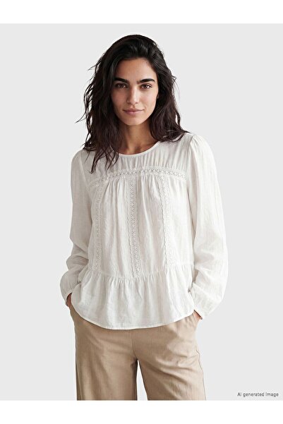 LC Waikiki Lcw Vision Beige Crew Neck Ruched Blouse