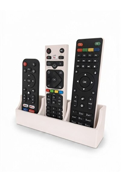usin White Table Top Remote Control Stand with 3 Compartments for Tv, Satelli...