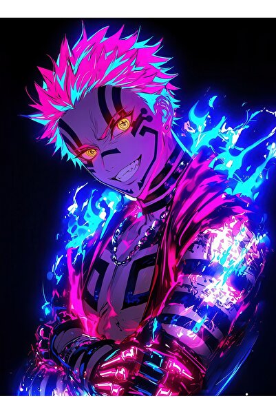 Suvrart Anime Tablo Demon Slayer Tasarımlı iblisi Akaza Parlak Premium Metal ...