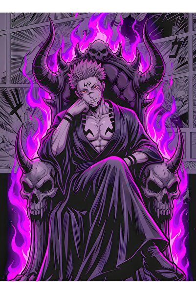 Suvrart Anime Tablo Jujutsu Kaisen Tasarımlı Ryomen Sukuna Karakteri Parlak P...