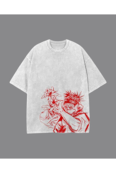 Toum Jujutsu Kaisen Printed Washable Vintage Unisex Oversize T-Shirt