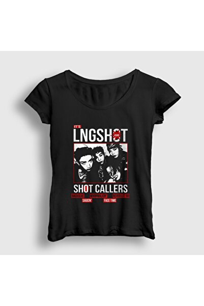 Presmono Women's Black Poster V2 Shot Callers K-Pop Lngshot T-Shirt 613937Tt