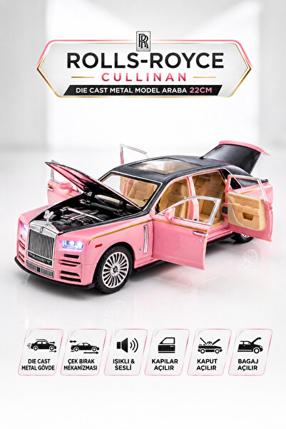 YILDIRIM OYUNCAK Rolls-Royce Die Cast Metal Model Araba 22cm – 1:24 Ölçek, Çe...