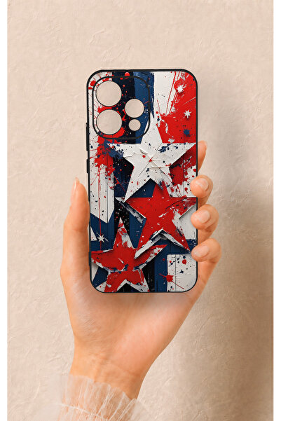 Vip Case Oppo Reno 15 5G Uyumlu Star Flag Desenli Silikon Kılıf
