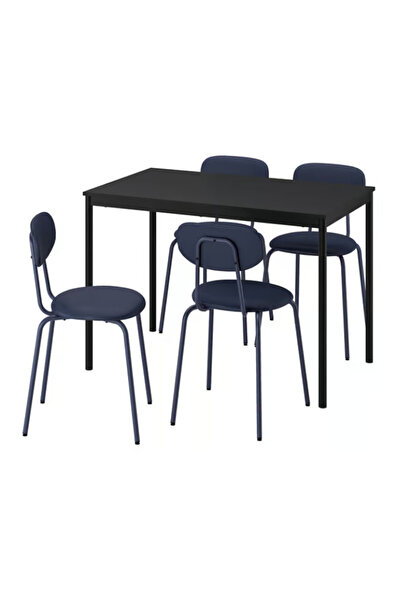 Sandberg Table and 4 Chairs, Black Black/Remmarn Charcoal Charcoal ‎ 110X67 cm ‏