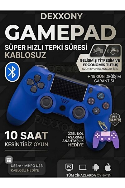 Dexxony Professionel PS4 Kolu Kablosuz PC Bilgisayar Uyumlu Bluetooth Gamepad...
