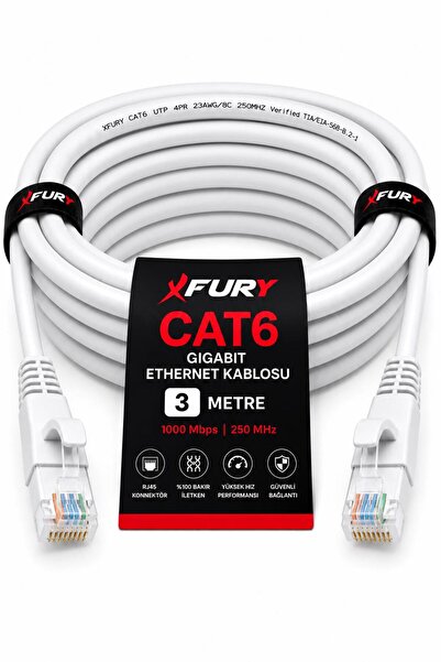 FURY Cat6 Ethernet Cable 3 Meters Rj45 Lan Internet Modem Router Computer Cable