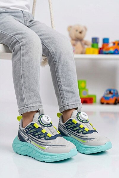 Marco Kids Gray Navy Blue (Slim Fit) Boys' Sports Shoes