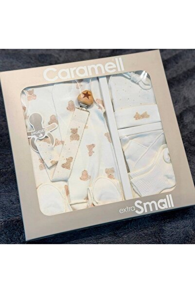 Caramell Prematüre 5'li Zıbın Seti - Unisex - %100 Doğal Pamuk - Ekru