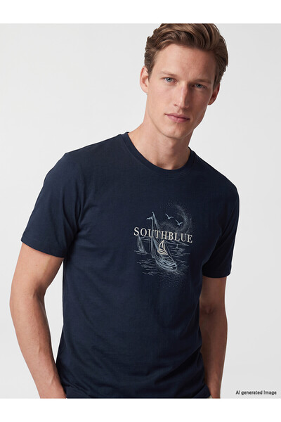 LC Waikiki Vizyon New Season Men's Printed Combed Cotton T-Shirt