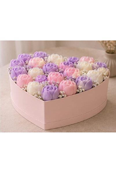Yaratıcı sanatlar atölyesi Flower Bouquet Candle Set in a Gift Box Decorated ...