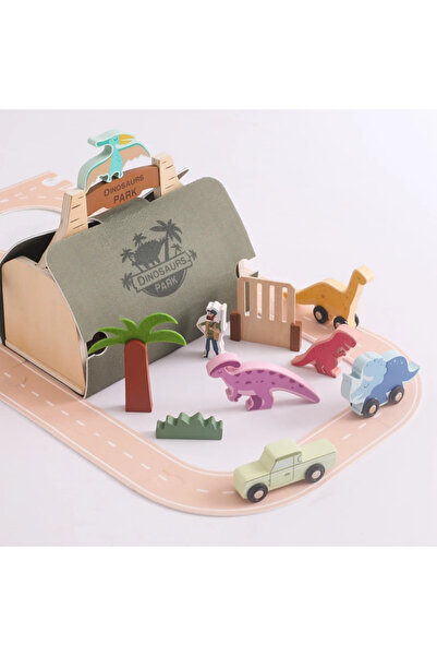 Generic Preschool Kids Pretend Play Wooden Dinosaur Park Toy with Tracks ECO-...