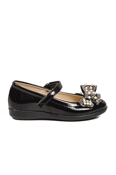 Arzen Girl's Ballerina Flats with Black Bow Detail