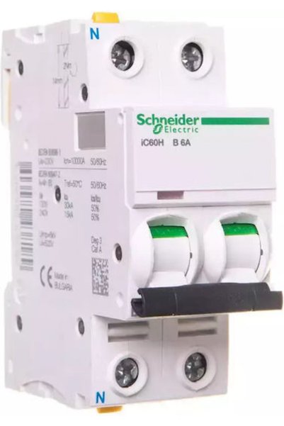Schneider Electric Întrerupător de putere 1P+N B 6A 10kA AC IC60H-B6-1N A9F06606