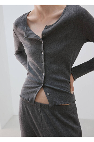 MANGO Woman Ajur örgü pamuklu pijama hırka