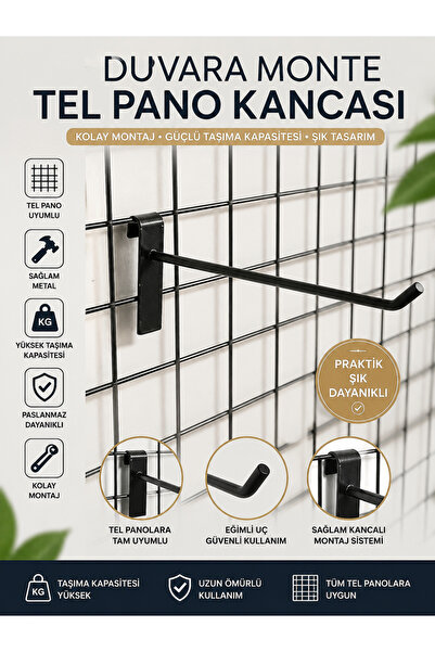 ALANRAF 25 Adet Tel Pano Kancası - Aksesuar Kancası , Stand Raf Kancası 20 Cm
