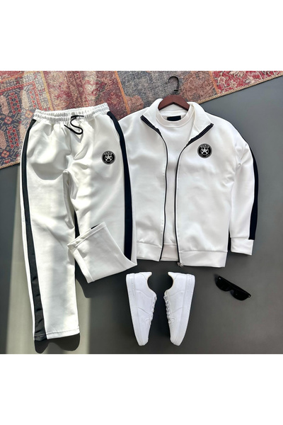 viperkombin Men's Baggy Scuba Tracksuit Set Paris Logo Striped Jacket and Pan...