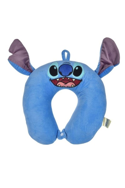 Stitch Pernă de călătorie copii Stitch, memory foam, urechi 3D, albastru 30x3...