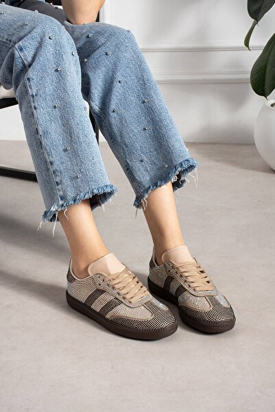 Trendlov KADIN TAŞLI BEJ SNEAKER