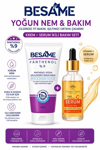 Golden Besame Panthenol 9% Cream + Vitamin C Serum Dual Care Set