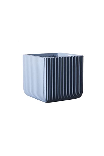 SUPERGREENS Γλάστρα Πήλινη Τετράγωνη ''Stripe'' Μπλε XL 44x44x38 εκ.