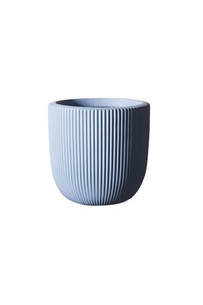 SUPERGREENS Γλάστρα Πήλινη Στρογγυλή ''Stripe'' Μπλε XL 44x44x36,5 εκ.