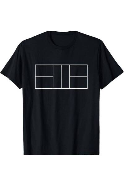 12 Teknoloji Court Outline Minimalist Sport T-Shirt - Black with White Print,...