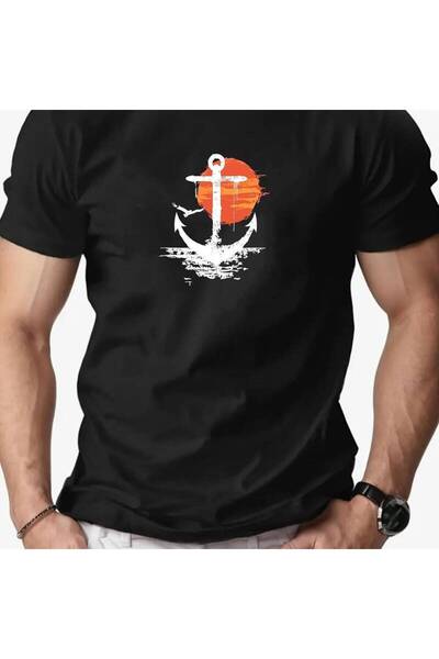 BASEPULSE Men'S T-Shirt with Anchor Design Casual Crew Neck Summer, Slightly ...